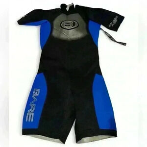 🤿 BARE Plazma 2/2mm Powerstretch Glideseal Youth 12yrs Blue/BlkSHORTY WETSUIT🤿